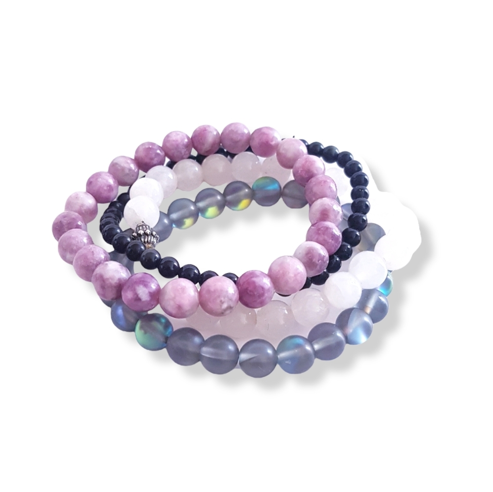 NATURAL STONE + CRYSTAL Bracelet Set